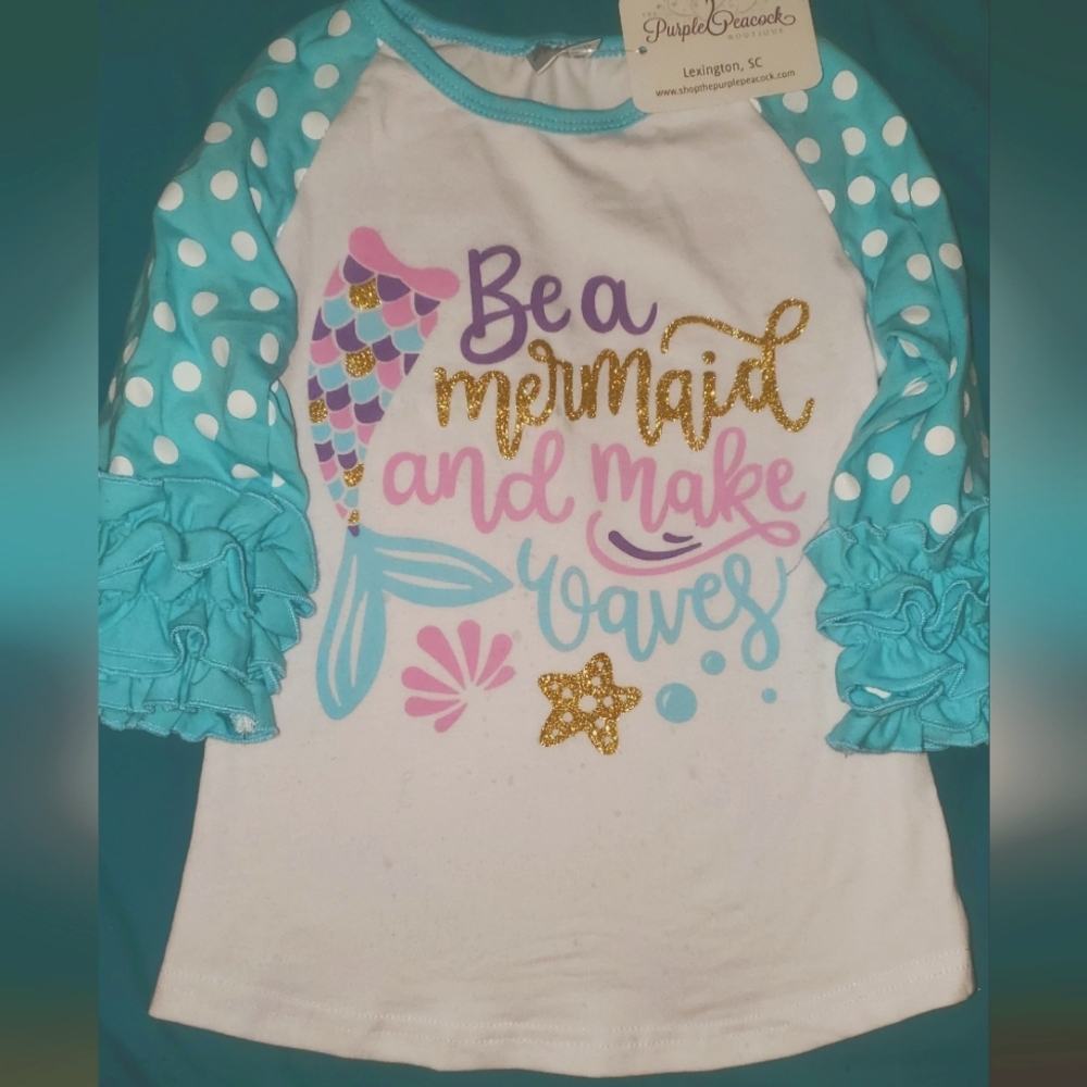 Mermaid Ruffle Sleeve Polka Dot Shirt